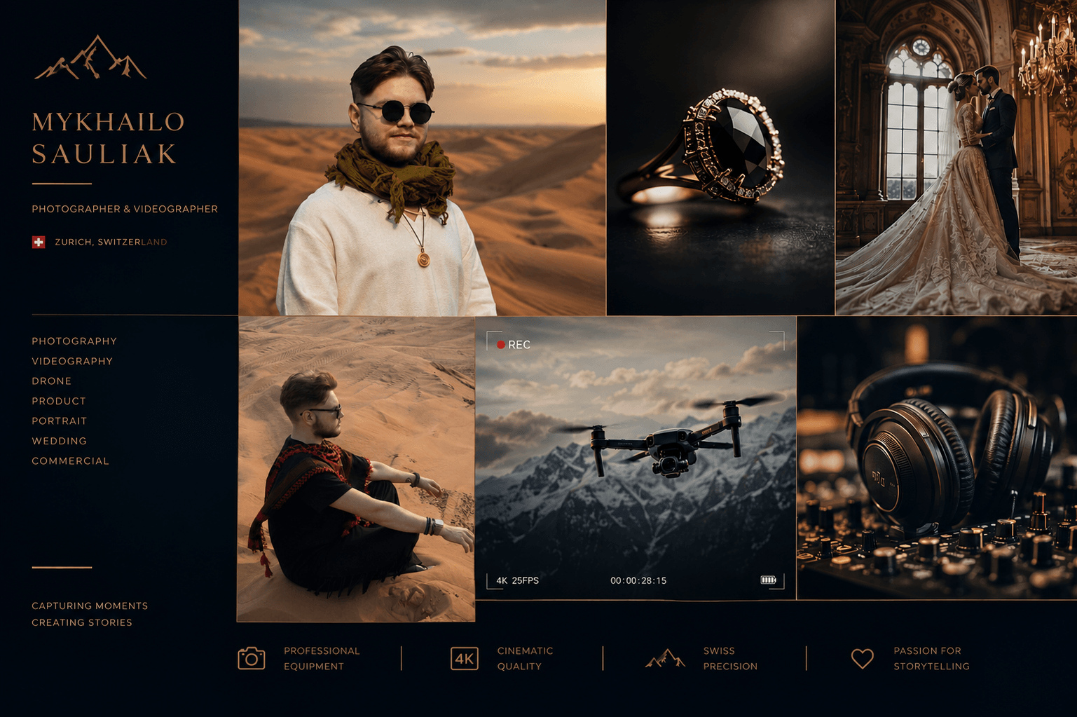Mykhailo Sauliak desert photoshoot Dubai UAE premium portrait photography